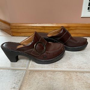 Brown Born slip on clogs